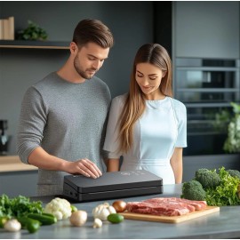 Devinc Vacuum Sealer Machine, Compact Food Sealer with 10 Vaccum Bags & 1 Bag Roll