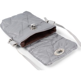 styleBREAKER 02012377 Women's Mini Bag Shoulder Bag with Diamond Quilted Pattern, Twist Closure, Quilted Bag, Plain Quilted, gray