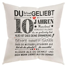 AYESY Cushion Cover, Gifts Birthday for 10 Years Girls Boys 45 × 45 cm Square Pillow Waist Cushion Cover Decorative Gifts for Daughter Granddaughter Niece Cousin Birthday Gifts (10th)