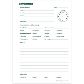 RNK 1713-0 Conversation Log pad, 50 Sheets, DIN A5