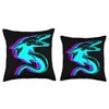 Retro Mosasaurus Dinosaur Vaporwave Throw Pillow