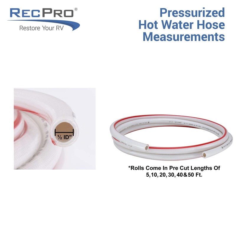 RecPro 1/2" RV Pressurized Hot Water Line | Flexible |