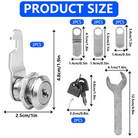 Briefkastenschloss 16mm Schrankschloss mit Schlüssel, 2 Stk Briefkastenschlösser mit 6 Verschiedene Schlossplatten, Briefkasten Schloß, Möbelschloss, Spindschloss für Schranktüren Möbe