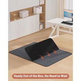 Blvornl Office Chair Mat for Hardwood Floor and Low Pile Carpet, 35" x 48" Corduroy Surface Desk Rolling Chair Mat for Hard Floors, Heavy Duty Carpeted Floor Protector Rug for Home Office, Dark Grey