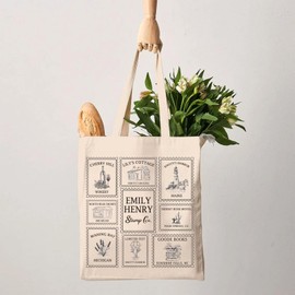 G2TUP Romance Book Reader Gift Stamps of Books Tote Bag Romance Bookish Handbag Book Lover Gift (Stamps of Books HB)