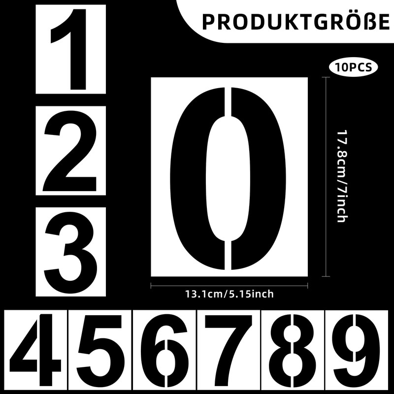 Pack of 10 Number Stencils, Reusable Plastic Number Stencils, Large