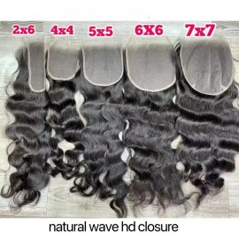 Hd Lace Bleach Small Knot Human Glueless Hair Cuticle Aligned Raw Hair hd 4*4 Lace 13*4 13*6 Frontal Closure for Black Womencolor: Natural Wavy, stretched length: 12INCHES, toupee size: HD 4x4