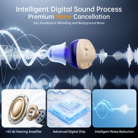 Hearing Aids for Seniors, Hearing Aid Rechargeable for Hearing Loss, Personal Hearing Amplifier with Volume Control and Portable Magnetic Charging Case, Noise Canceling Hearing Aids (Black, Red, Blue)