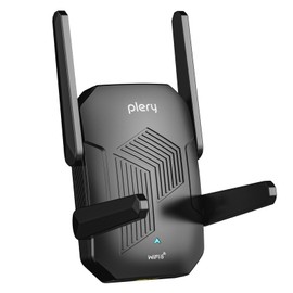 PLERY Ripetitore WiFi 6 Potente per Casa: 1500Mbps WiFi Extender Dual Band 2,4GHz/5GHz, Copertura 800+ m², Porta Ethernet Amplificatore WiFi con 4 Antenne,3 Modalità,Ideale per Uffici, Gaming e Scuole