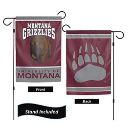 Montana Grizzlies Garden Flag Set With Stand, Printed in the USA, 12.5" x 18" College Flag With Three Piece Steel Yard Flag Stand Holder