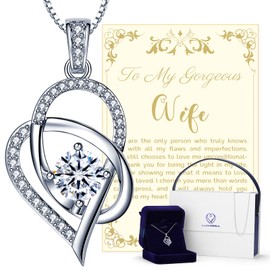 Gifts for Wife, Anniversary Gifts for Women, Wife Gifts from Husband, I Love You Necklace, 1CT Moissanite Pendant Necklace with 2 Chains, Romantic Gift for Her on Birthday/Christmas/Valentine's Day