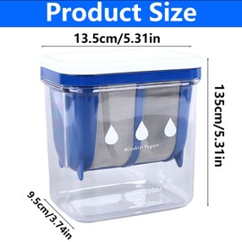 Yogurt Filterwith Fine Mesh Bag and Lid Reusable Greek Yogurt Pouch Filter Kitchen Whey Separator Tool for Thick Greek Yogurt, Soybean Milk, Berries, Soup, Fruit Juice, Coffee