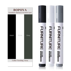 BOPOVA Furniture Markers Touch Up, Wood Floor Scratch Repair Kit, 3 Colors Wood Markers for Scratches, Stains, Wood Floors, Tables, Desks, Cabinet, Bedpost (Black,White,Gray)