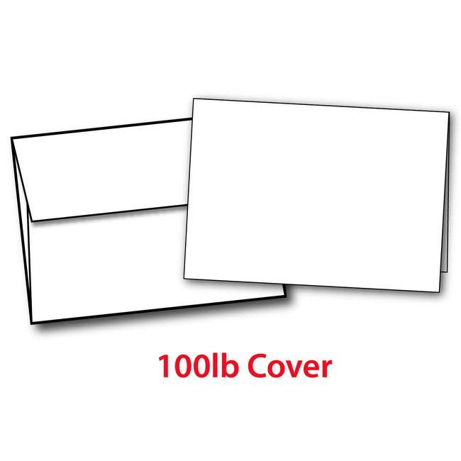 4 1/4" x 5 1/2" Extra Thick Blank White Cards with Envelopes - 100 Cards with Envelopes - Thick 100lb Cover Paper Scored Folding Cardstock for Card Making