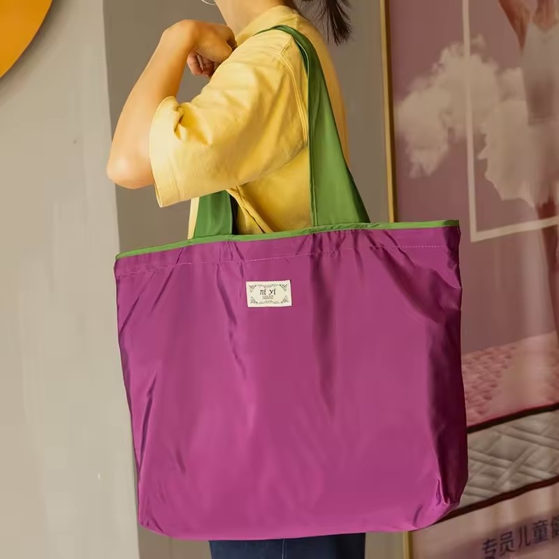 Large Capacity Foldable Shopping Bag with Drawstring Closure