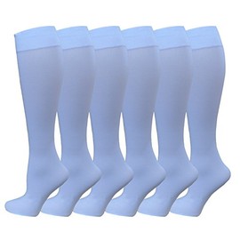 6 Pairs Pack Women Stretchy Spandex Trouser Socks Opaque Knee High (White)