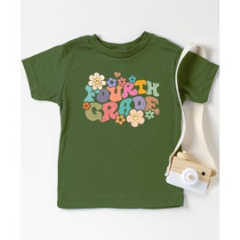 4th Grade Groovy Daisy First Day of School T-Shirt Back to School 1st Day of School Outfit Military Green Shirt Youth Large