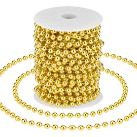 33 Feet Christmas Tree Beads Garland Artificial Pearls Beads Garland Plastic Pearl Strands Chain Beaded Garlands for Holiday Décor and Christmas Party Wedding DIY Decoration Supplies (Gold)