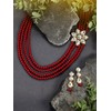 Aheli Gold Plated Maroon Traditional Stylish Kundan Work Long Necklace