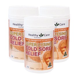 Healthy Care Super Lysine Cold Sore Relief 1000mg 100 tablets / 헬씨 케어 수퍼 라이신 콜드 소어 릴리프 1000mg 100 정 X 3개, 100정, 1세트