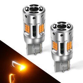 KINMIFULIGHT T20 Turn Signal Valve with Different Pinch Parts, Cooling Fan, High Fla Prevention, High Quality, Built-In Canceller, LED Turn Signal Ball, For 12 V Cars, Non-Polarity, Amber, Set of 2