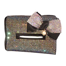 Rhinestones Car Tissue Holder Fashion Clip On Universal Backseat Tissue Box for Car Armrest Bow Style