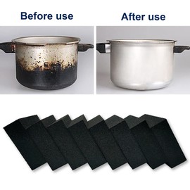 Krisler 8 esponjas negras de carborundo nano esmeril, cepillo de limpieza para ollas de piedra Caspian, borrador de óxido, almohadillas de limpieza de ollas con herramienta de limpieza de cocina de lavado de carborundo (grosor-1 pulgada)