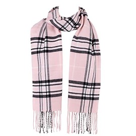 Hat To Socks Super Soft Classic Check Plaid Winter Scarf for Men and Women (Pink)