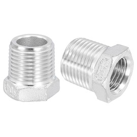sourcing map 3Pcs 3/8" Male to 1/4" Female NPT 304 Stainless Steel Reducer Hex Bushing, Reducing Cast Pipe Adapter Fitting for Industrial, Oil/Gas, Water, HVAC, and Plumbing Systems