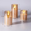 Eywamage Gold Ribbed Glass Flameless Candles with Remote, Flickering LED