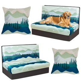 Rv Dinette Cushion Covers Stretch Washable Rv Cushion Slipcove Replacement for Camper Car Bench, 2 Pillowcase, 2 Backrest and 2 Bench Covers (Forest)