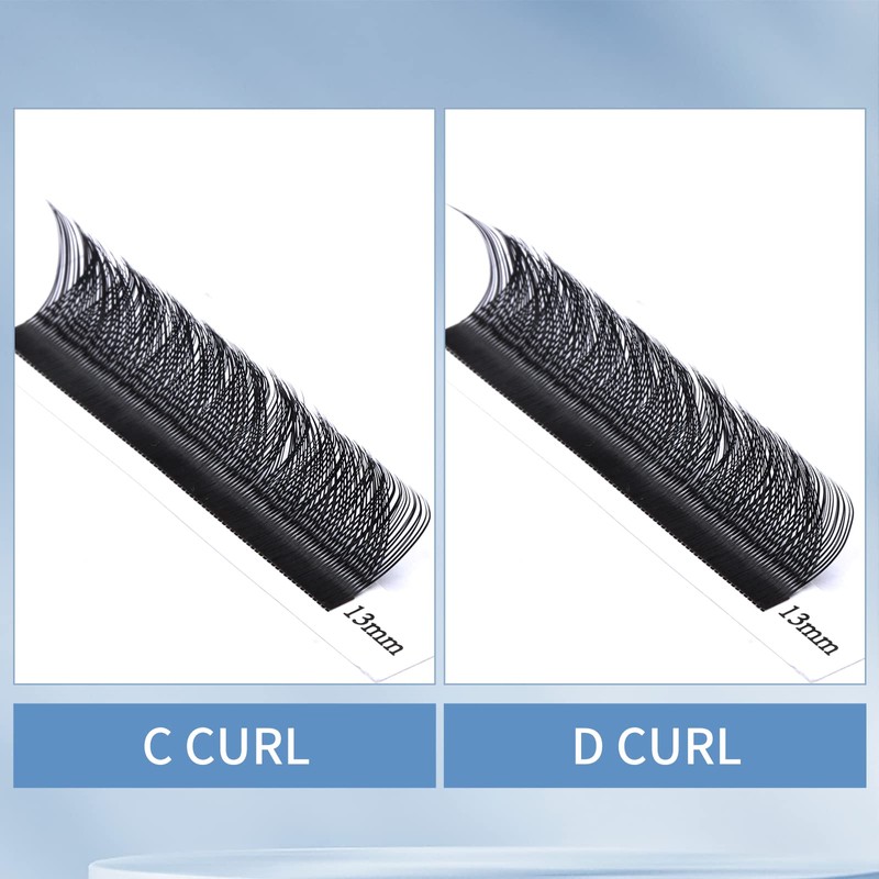 Y Eyelashes, 2D Eyelash Fans, 0.07 mm Thickness, D Curl,
