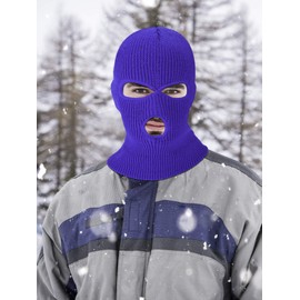 Geyoga 3 Hole Winter Knitted Mask Full Face Cover Ski Mask Warm Balaclava Face Mask for Outdoor Sports (Royal Blue, Kid Size)