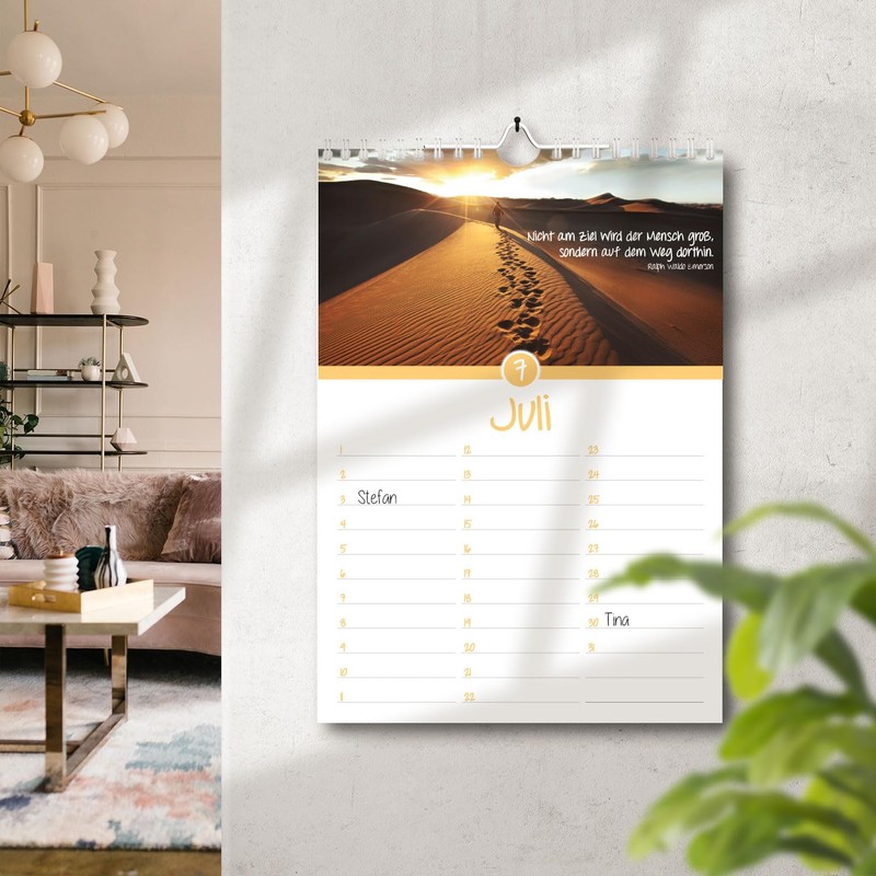 Birthday Calendar with Sayings and Motifs, Year-Independent, Permanent Calendar with