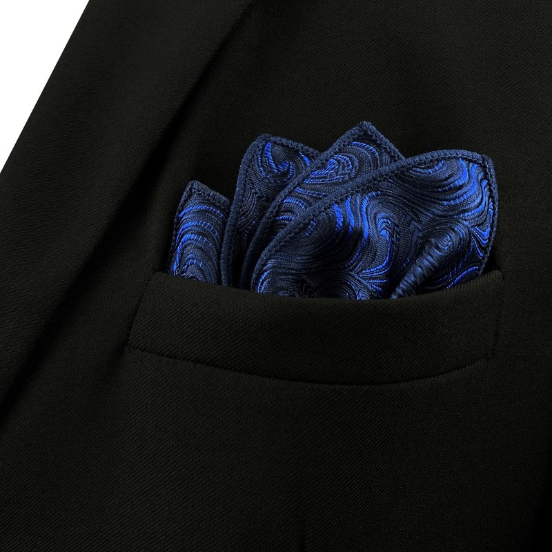[S&W SHLAX&WING] Blue Pocket Square Formal Use Silk XL, blue