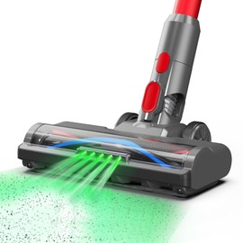 Vacuum Attachment for Dyson V7 V8 V10 V11 V15, SV10 SV11 SV12 SV14 SV15 SV22 SV25 SV27 SV28, Replacement Parts with 5 LEDs, 26cm V-Shaped Bristle Brush, Head Replacement for Carpet, Hardwood Floors