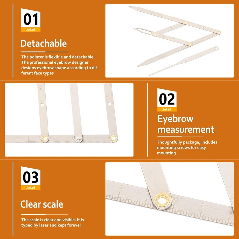 Regla de Proporción Áurea para Cejas Plata, de Acero Inoxidable
