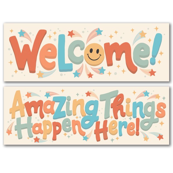 HoneyKICK Welcome Classroom Poster Set - Banner for Preschool, Elementary,