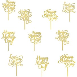 Qertesl - 10 piezas de decoración para tartas para el día de la madre, decoración de pasteles de acrílico, decoración de pasteles para el día de la madre, mejor mamá de todos los tiempos, suministros