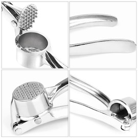 Powmag Knoblauchpresse, Knoblauchschneider, Garlic Press Küchen Edelstahl Spülmaschinenfest, Garlic Press Knoblauchhacker, Garlic Crusher Küchenutensil mit Benutzerfreundlichem Griff