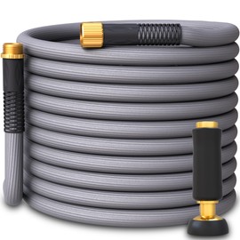 TITAN Garden Hose | Flexible, Lightweight, Kink-Free & Durable Hybrid Water Hose with Heavy Duty Brass Connectors & High-Pressure Jet Nozzle (75FT x 5/8”)