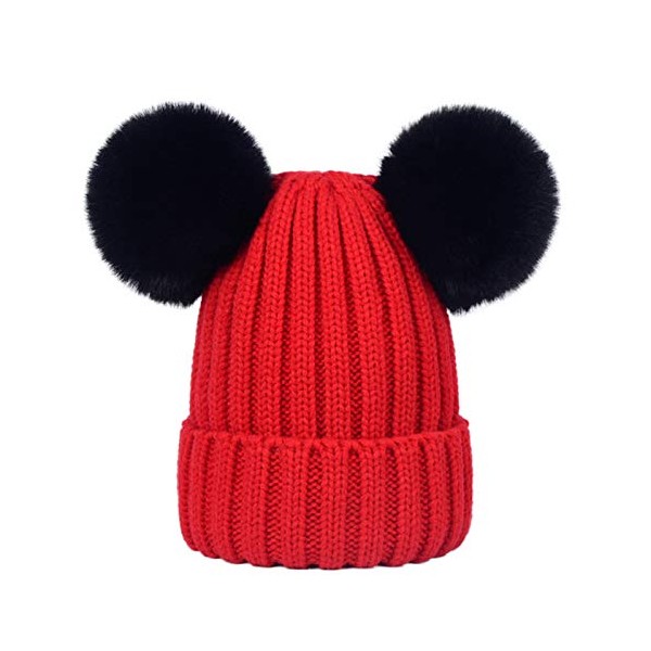 CHUANGLI Winter Toddler Girls Boys Knit Hat with Plush Lining,
