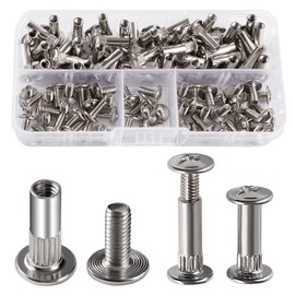 VooGenzek 50 pieces diameter 5 mm sleeve screws with M4 screws, connecting screw furniture screws, connectors for furniture binding screws, nickel-plated steel connecting screws, for cabinets, 18-23