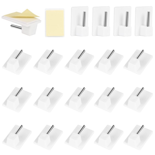 YoniYa 20 Pezzi Gancetti Adesivi per Tende, Ganci Autoadesiva per Tende Finestre Plastica per Cucina Balcone Muro Parete Tende, Bianco