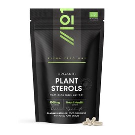 Organic Plant Sterols 1500mg - Sourced from Pine Bark Extract - 90 Vegan Capsules - Heart Health Support Herbal Supplement - Resealable and Recyclable Pouch - by Alpha01