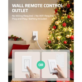 DEWENWILS Wireless Remote Wall Switch and Outlet, Plug in Remote Control Outlet Light Switch for Christmas Decoration, No Wiring, Expandable, 100ft RF Range, ETL Listed (2 Switches and 1 Receiver)