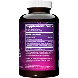 MRM Nutrition Coq‑10 Resveratrol Red Yeast Rice - Gluten‑Free - 30 Servings | Fermented CoQ-10, Trans‑Resveratrol & Red Yeast Rice, Natural Cardiovasc