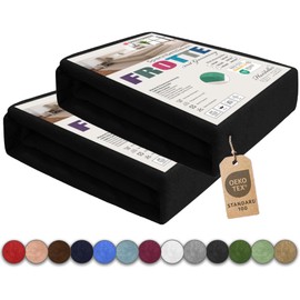 Sesto Senso Pack of 2 Fitted Sheets 90 x 200 cm Black Skin Colour for Topper Terry Cloth with Elastic Band 100% Cotton