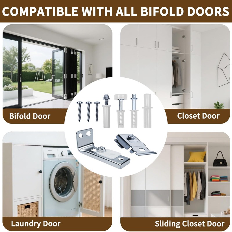 MCSDFN 4 Pack Bifold Door Hardware Repair Kit, Bi-fold Sliding