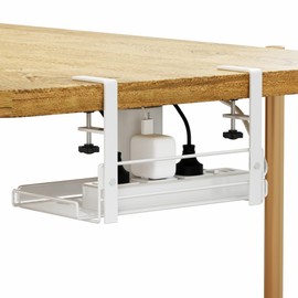 Under Desk Cable Management Tray, No Drill Steel Desk Cable Organizers, Wire Management Tray Cable Management Rack, Desk Cable Tray with Wire Organizer and Desk Cord Organizer (10.8 in Length)